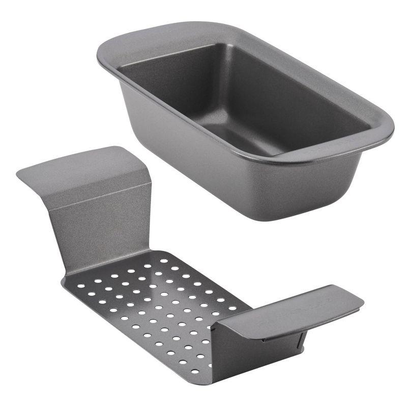 Silver Nonstick Steel Bread and Meatloaf Pan with Insert