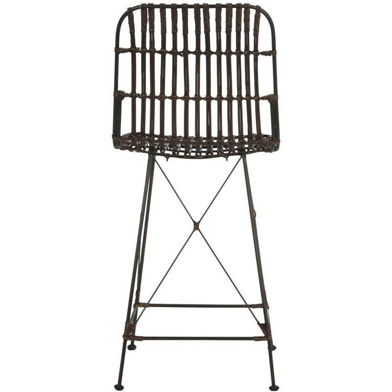 Minerva Wicker Counter Stool (Set of 2) - WIK6509 - Brown/Black - Safavieh