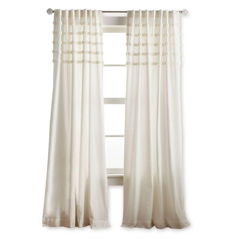Water's Edge 100% Cotton Striped Semi-Sheer Rod Pocket Curtain Panels (Set of 2)