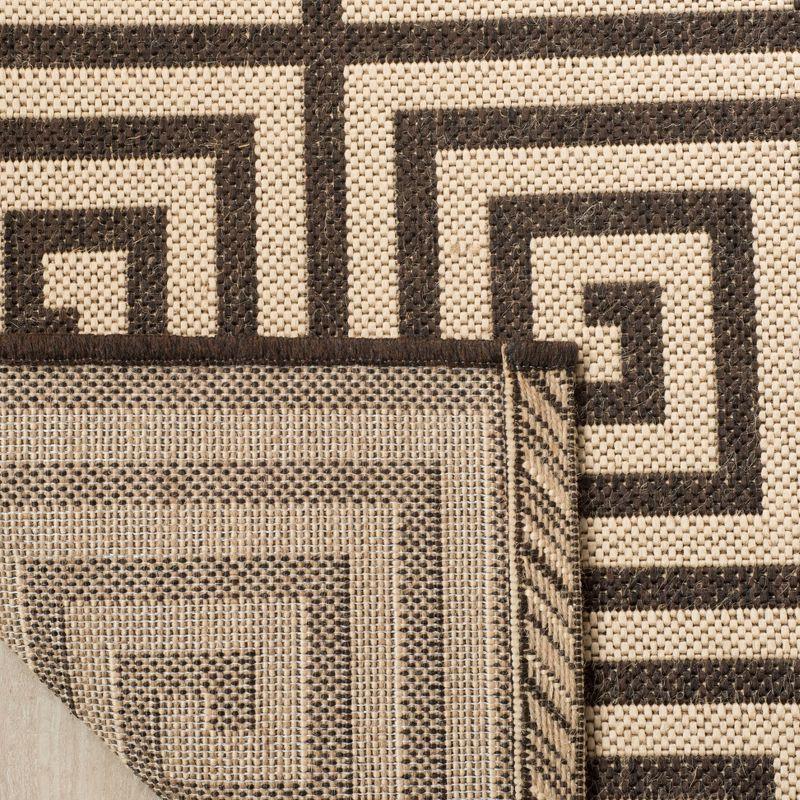 Linden Cream/Brown Geometric Synthetic Runner Rug - 2' x 8'