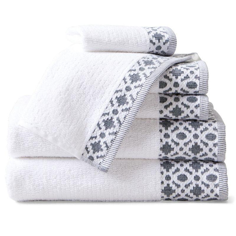 Market & Place Turkish Cotton Luxury 6-Piece Bath Towel Set White/Grey