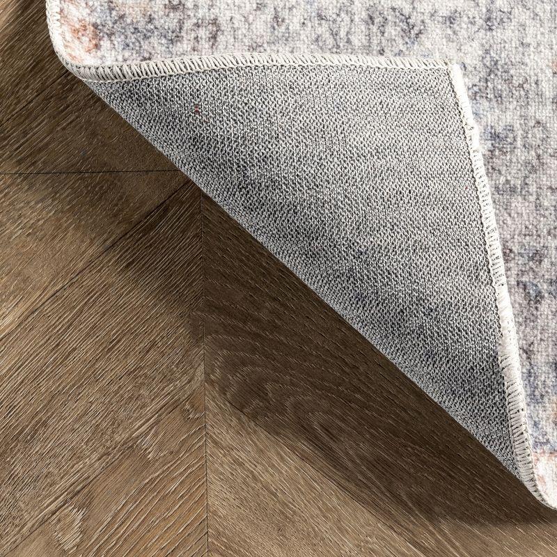 Nuloom 6 Square Machine Washable Rain Haven Vintage Medallion Indoor Area Rug, Peach Non-Slip Backing, Stain Resistant,  BedroomLiving Room, Kitchen