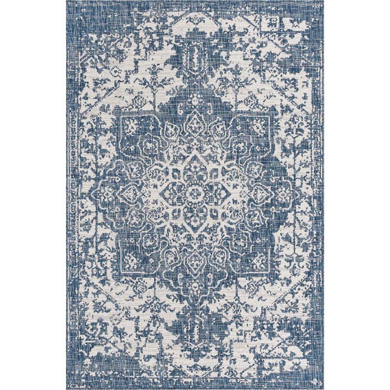 Blue Medallion 6' x 9' Flatweave Outdoor Rug