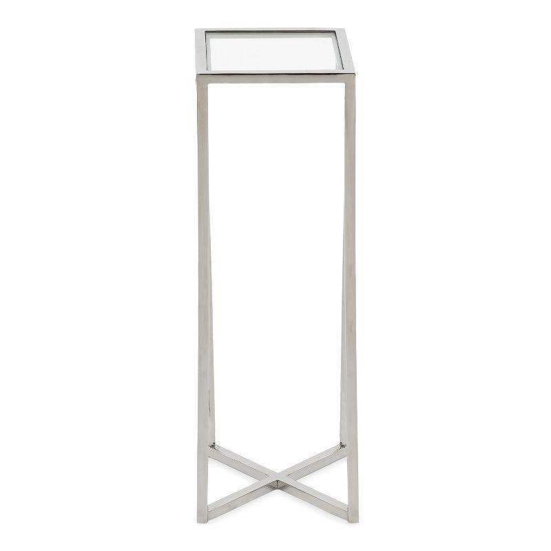 Kate and Laurel Jaspur Square Metal Drink Table, 7x7x21, Silver