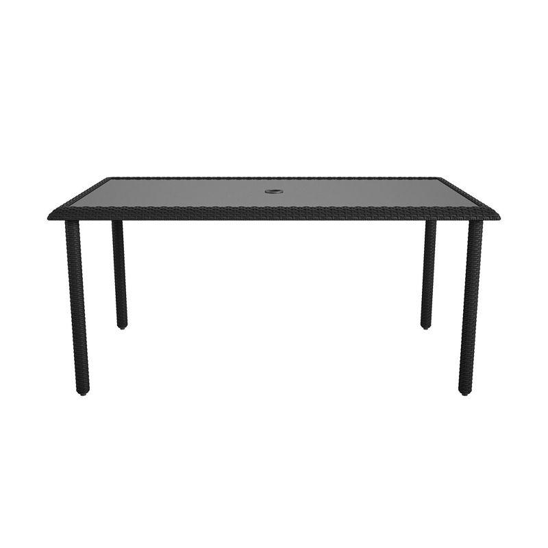 Black Steel and Glass Rectangular Patio Dining Table