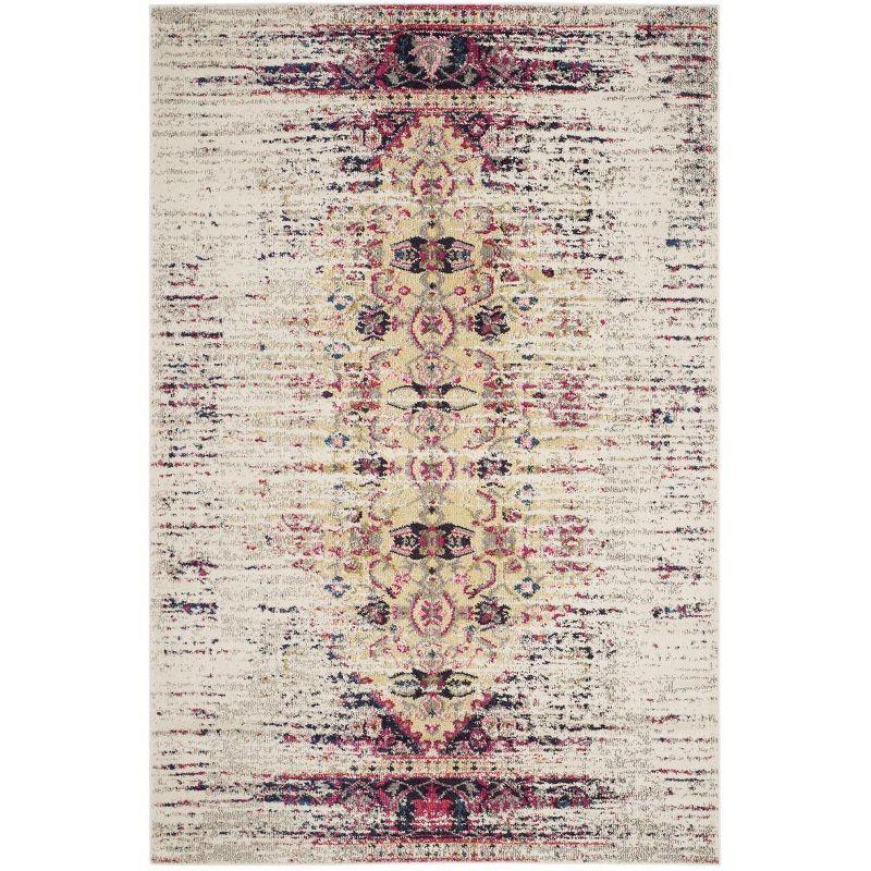 Monaco MNC209 Power Loomed Area Rug Ivory / Pink 6'-7" X 9'-2" - Safavieh.