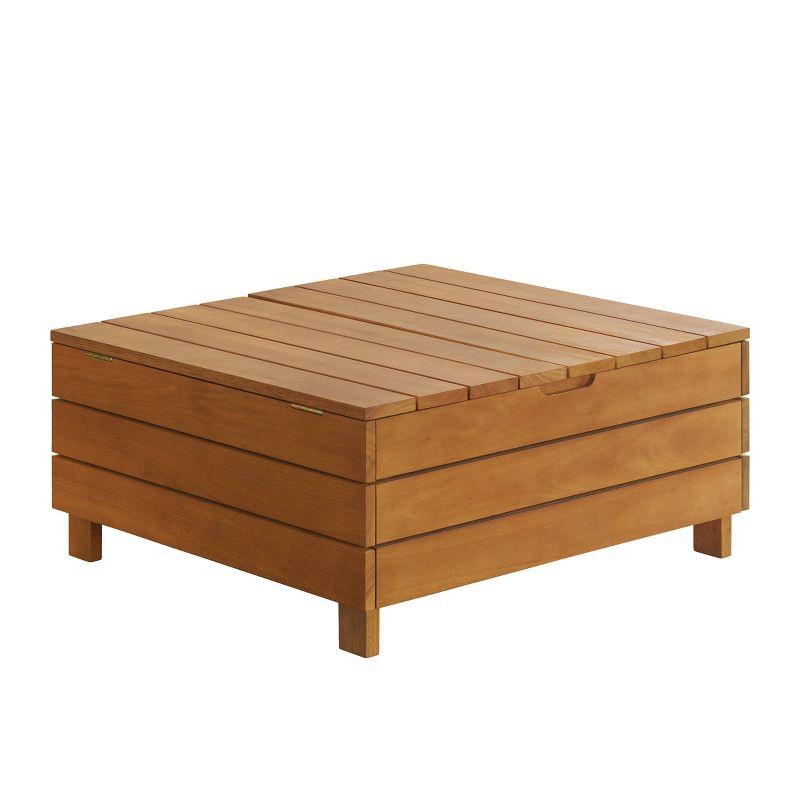 Eucalyptus Wood Outdoor Coffee Table with Lift Top Storage