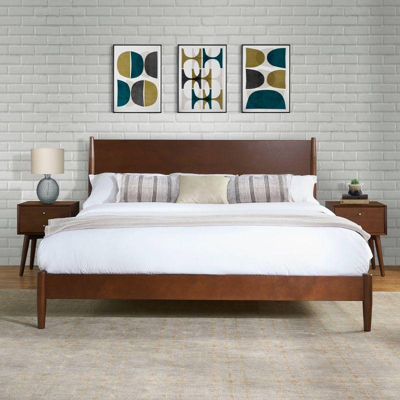 Landon King Bedset Mahogany - Crosley: Modern Mid-Century Design, Pine & MDF Frame, 600 lbs Capacity