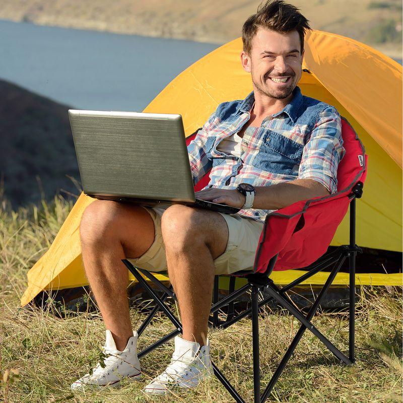 Costway Oversized Folding Padded Camping Moon Saucer Chair Bag Outdoor Fishing Red