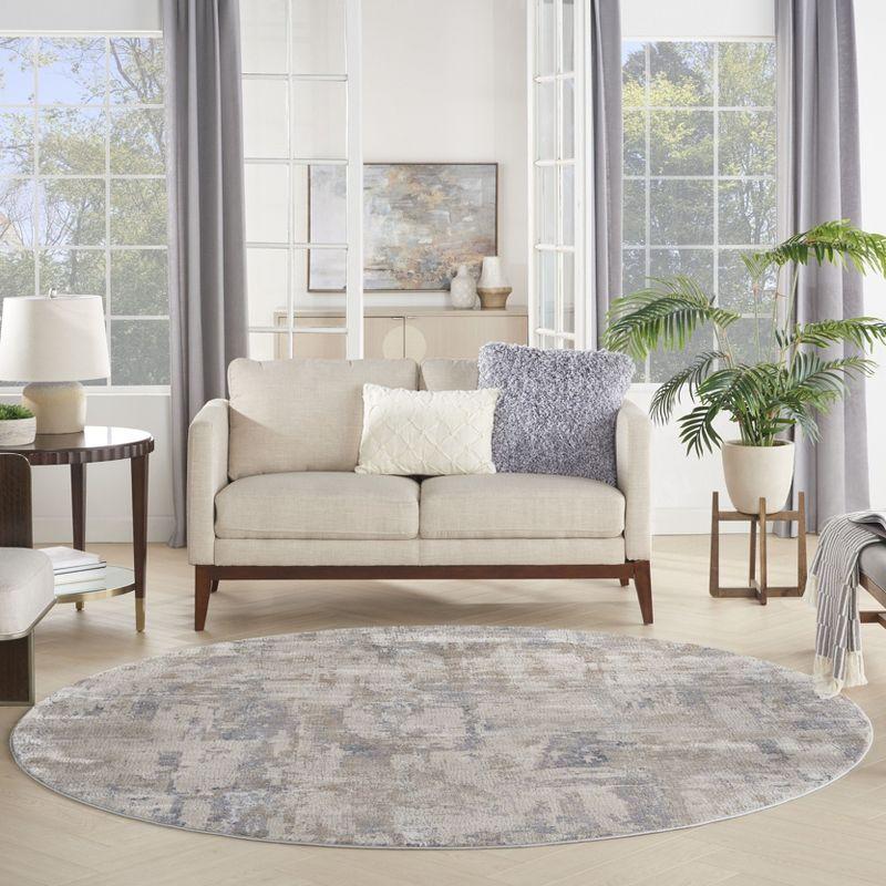Nourison Rustic Textures Contemporary Indoor Area Rug Beige/Grey 5'3" x round