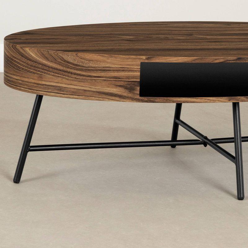 Urban Chic Oval Acacia Wood Coffee Table with Metal Legs