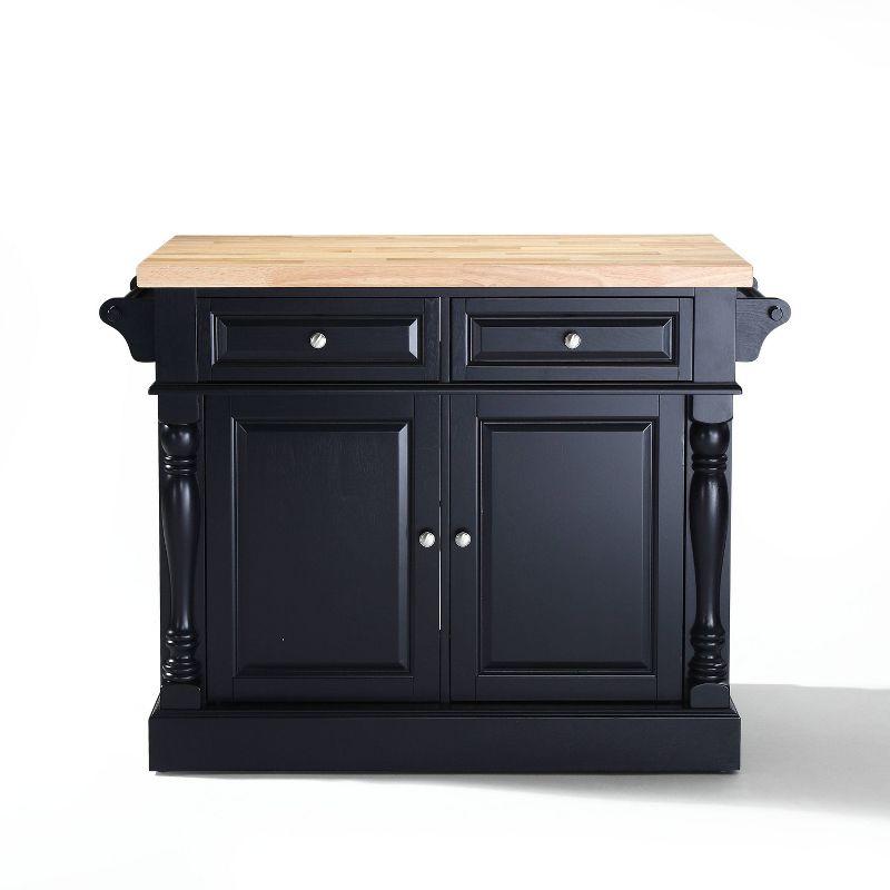 Oxford Butcher Block Kitchen Island Black - Crosley: Rolling Cart with Storage, Adjustable Shelves, Towel Bar