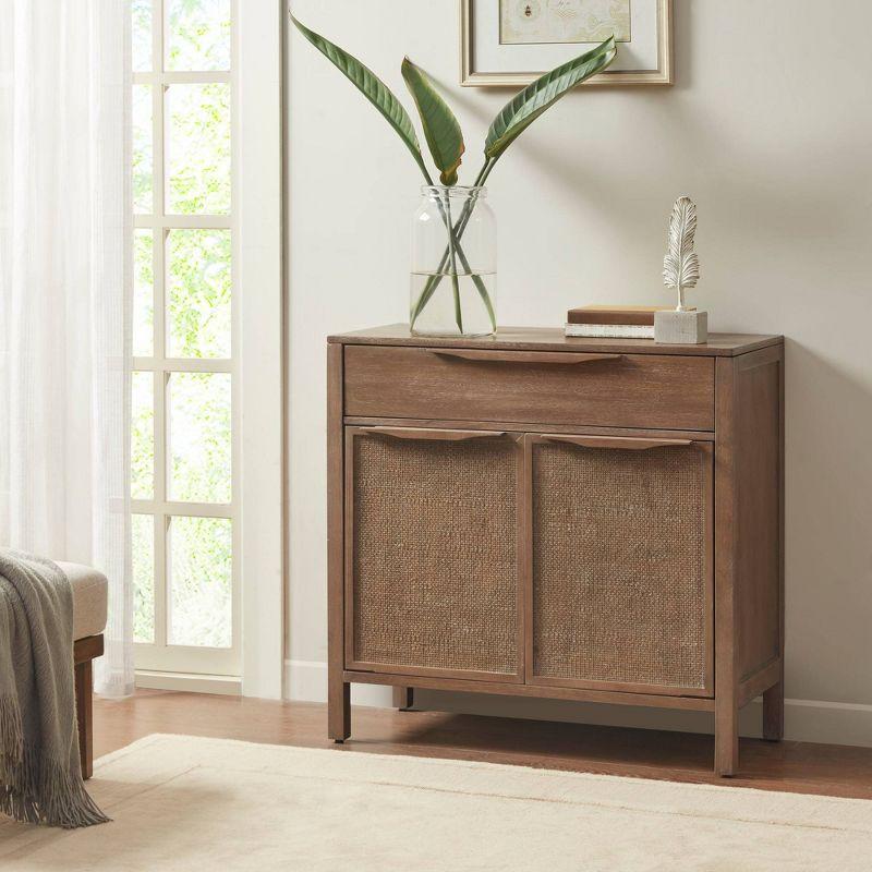 Addison Accent Chest Natural - Madison Park: Solid Wood, Cane Webbing, Storage Shelf, Locking Doors