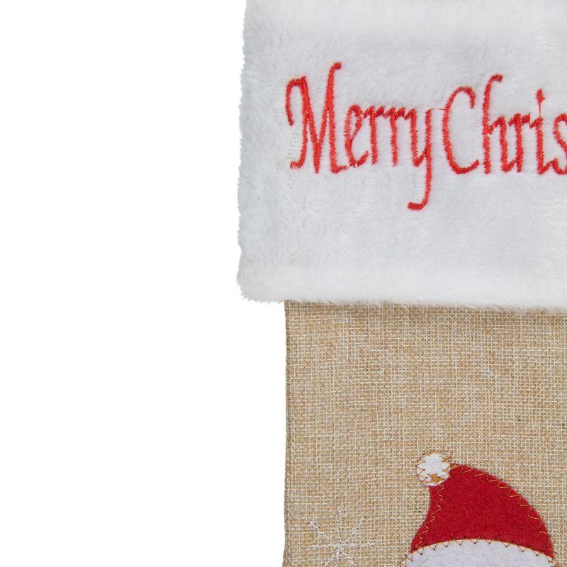 Northlight 19" Beige and Red Burlap "Merry Christmas" Santa Christmas Stocking