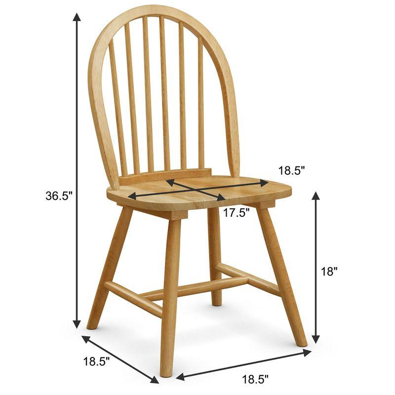 Classic Windsor-Style Natural Wood Spindleback Side Chair Set of 2