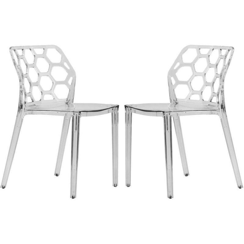 Clear Hexagon Cut-Out Stackable Acrylic Side Chair