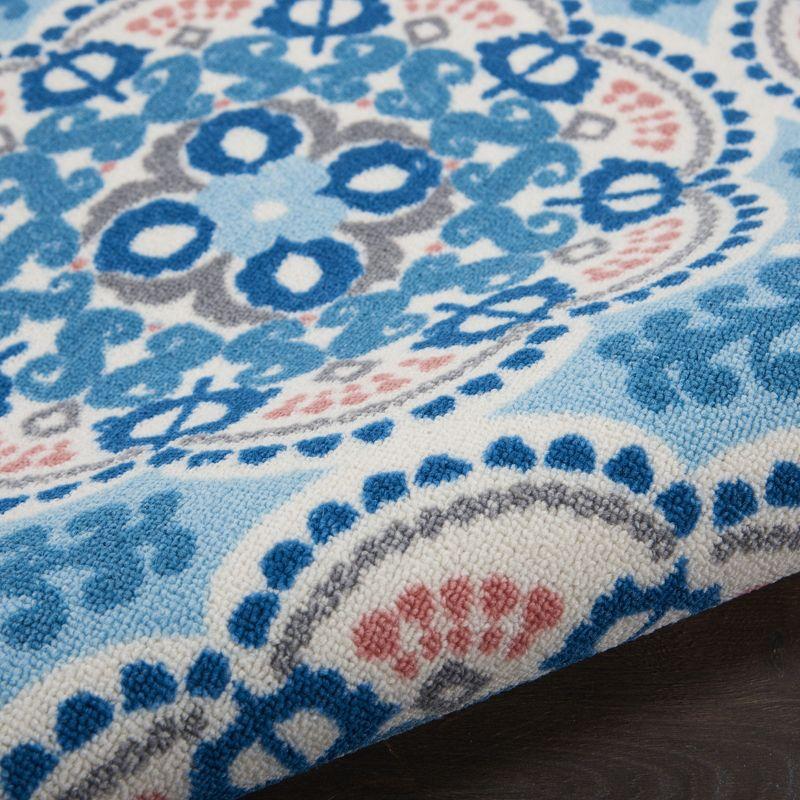 Floral Blue Outdoor Area Rug