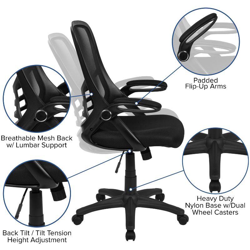 Flash Furniture Cappello High-Back Mesh Swivel Ergonomic Office Chair with Flip-Up Arms