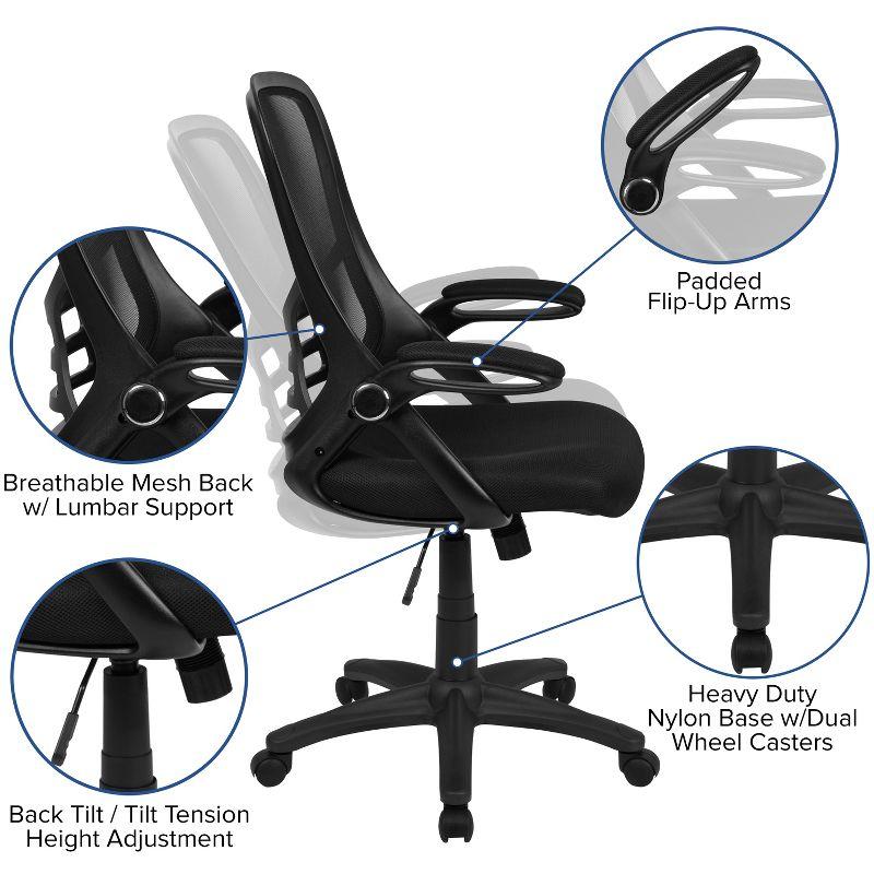 Ergonomic High-Back Black Mesh Swivel Office Chair with Adjustable Arms