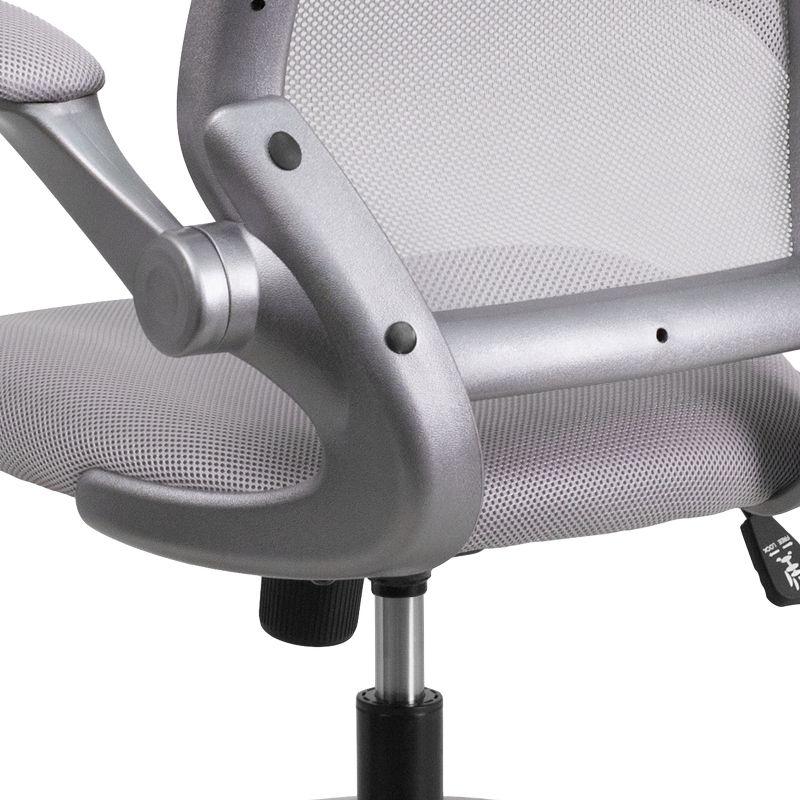 Ergonomic Mid-Back Gray Mesh Executive Swivel Office Chair with Adjustable Arms