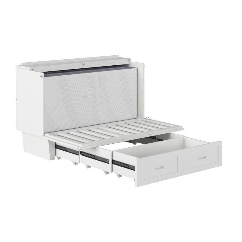 Queen Monroe Murphy Bed Chest with Memory Foam Mattress & USB Charger - AFI