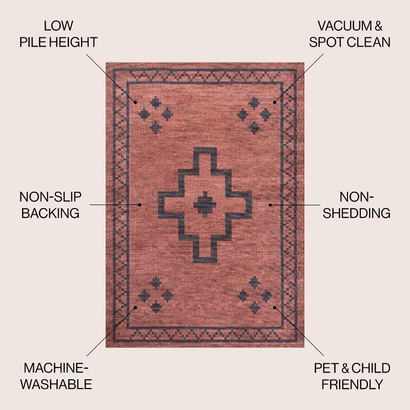 Korsa Geometric Medallion Machine-Washable Area Rug - JONATHAN Y