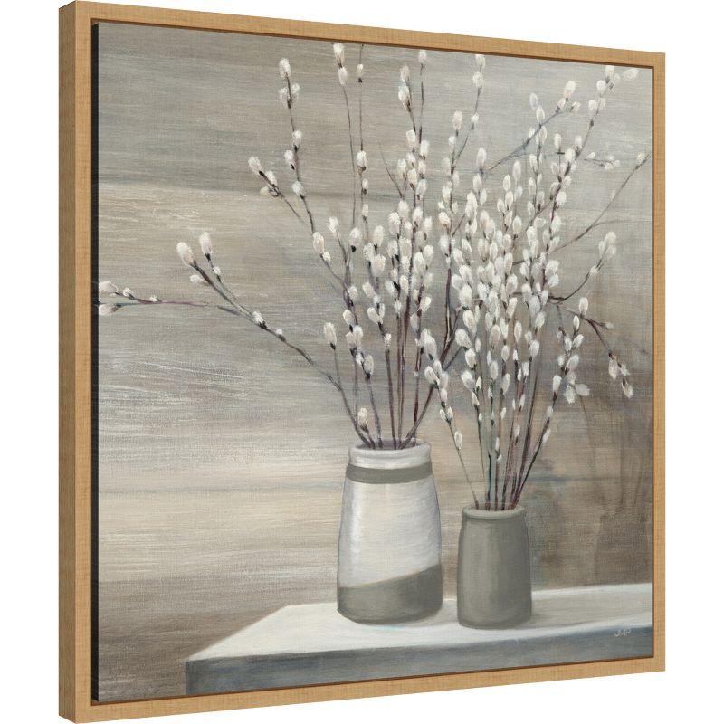 Amanti Art Willow Still Life Gray Pots Crop by Julia Purinton Framed Canvas Wall Art