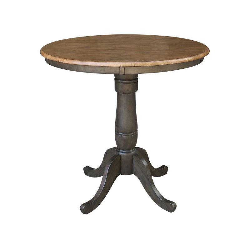 Round Hickory Wood Extendable Farmhouse Counter Height Table