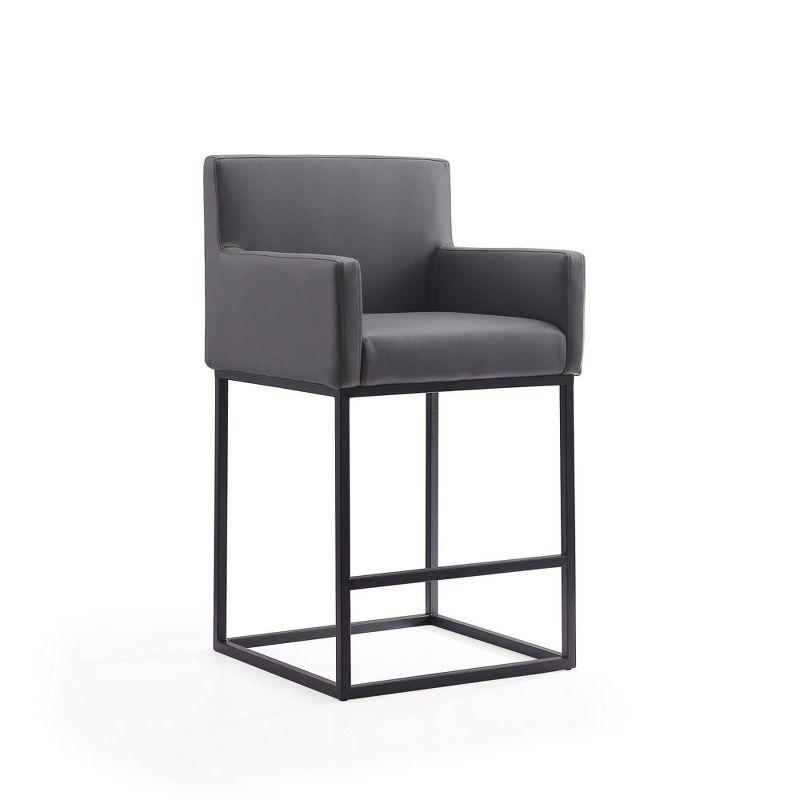 Ambassador Metal Counter Height Barstool Gray - Manhattan Comfort: Upholstered, Fixed Height, Footrest