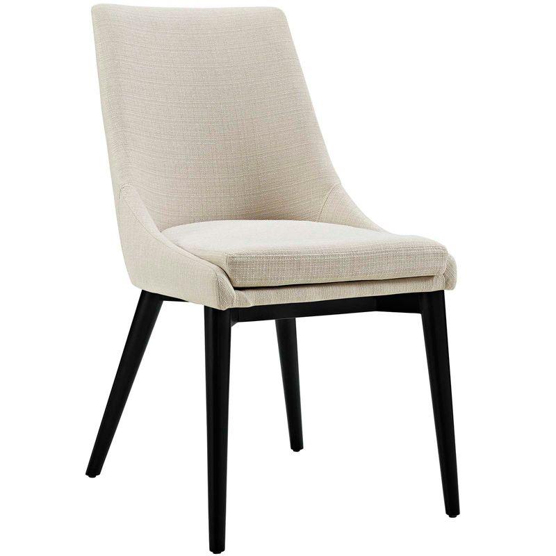 Cream Upholstered Parsons Dining Chair with Tapered Wood Legs