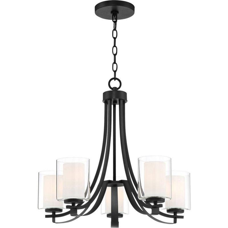 Minka Lavery Sand Coal Pendant Chandelier 25 1/2" Wide Modern Clear Outer White Inner Glass Shade 5-Light Fixture for Dining Room