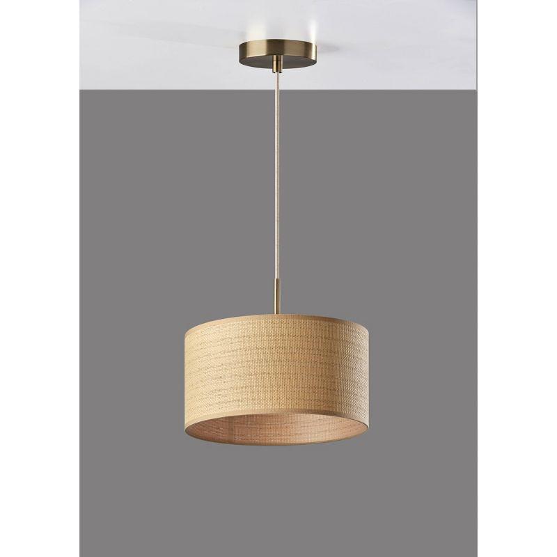 Harvest Pendant Antique Brass - Adesso: ETL Listed Drum Shade, Metal Body, 1-Way Switch