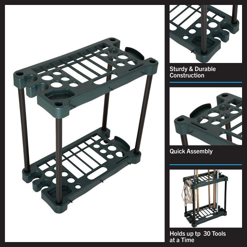 Garden Tool Organizer - 23-inch-long Utility Rack that Holds 30 Yard Tools and Broom Holder - Garage Organizers and Storage by Stalwart