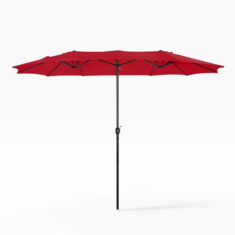 WestinTrends 15 x 9 Ft Double Sided Outdoor Twin Patio Market Table Umbrella, Red