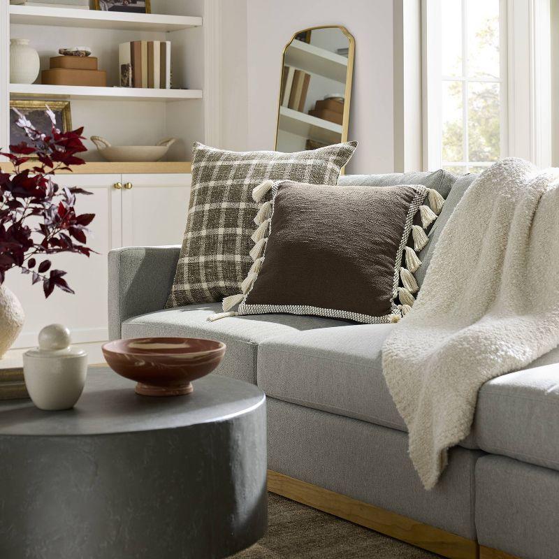 Oversize Woven Frame Square Throw Pillow with Side Tassels - Threshold™ designed with Studio McGee: Cotton, Indoor Decorative Cushion