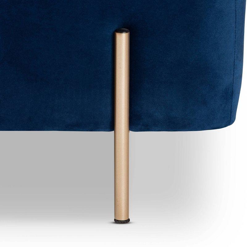 Rockwell Navy Blue Velvet & Gold Metal Storage Bench