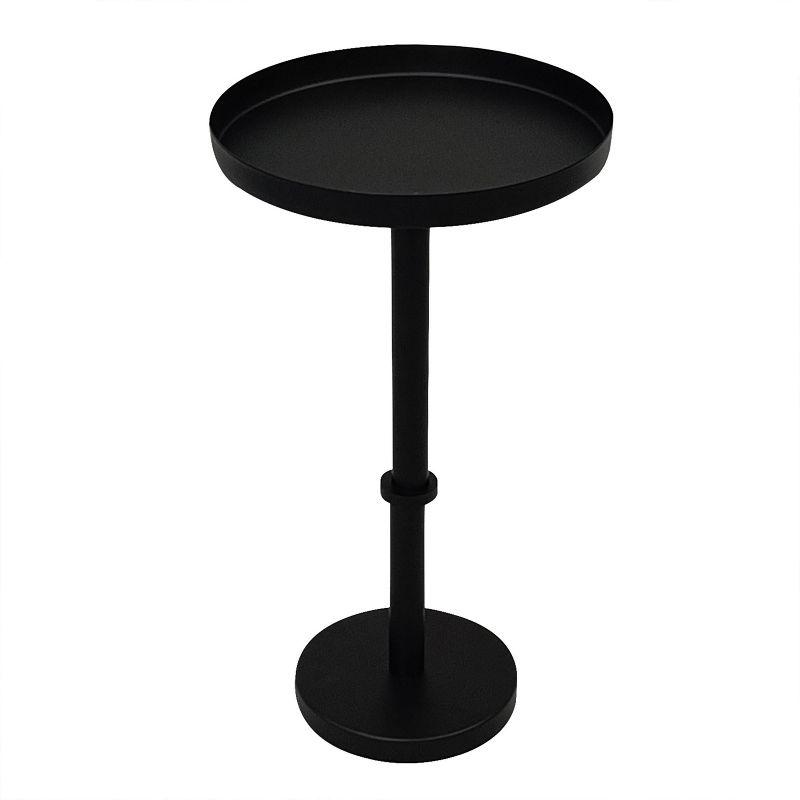 Matte Black Metal Round Tray Top Side Table