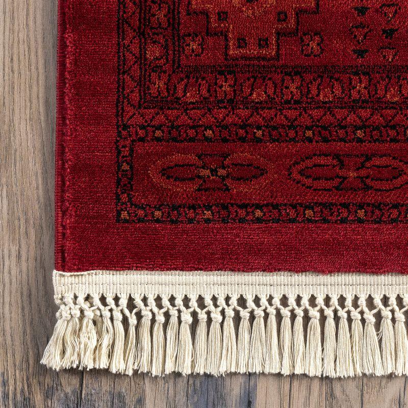 Elegant Red Trellis 4' x 6' Easy-Care Synthetic Area Rug