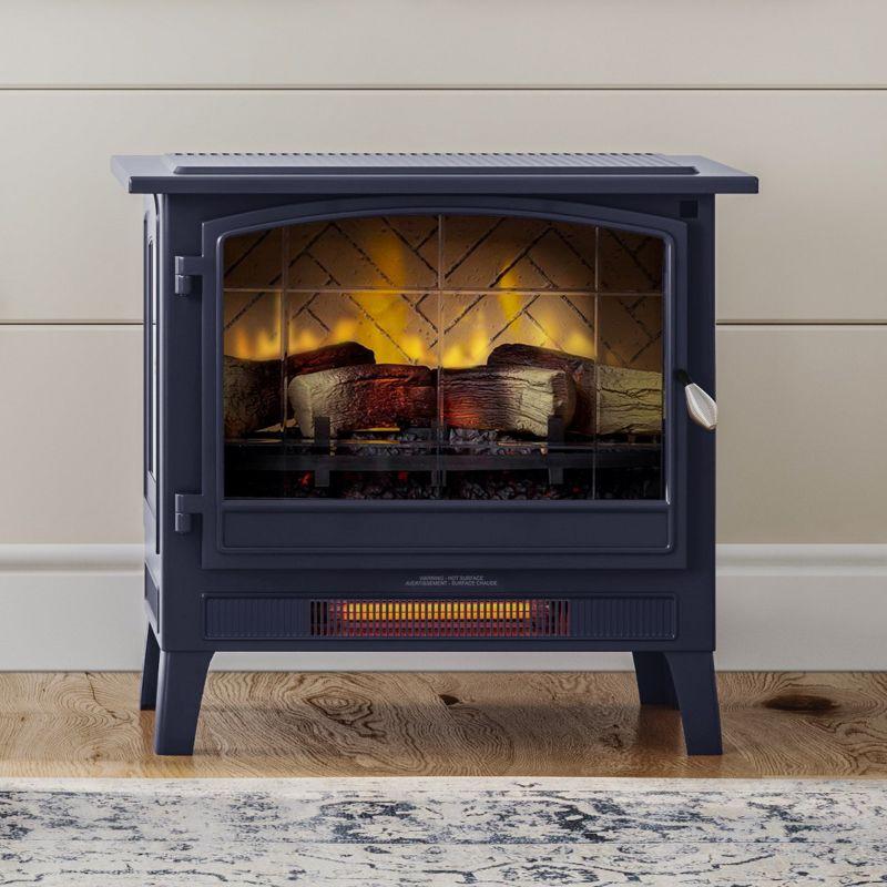 Country Living Infrared Freestanding Electric Fireplace Stove | Electric Indoor Room Heater with Remote, Multiple Flame Colors with Faux Wooden Logs