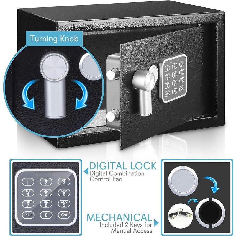 SereneLife Compact Electronic Safe Box with Digital Touch Pad - Blue