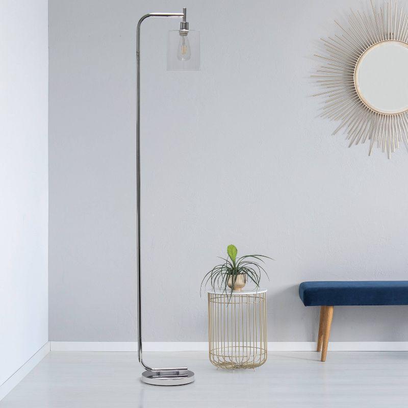 Modern Iron Lantern Floor Lamp with Glass Shade - Simple Designs