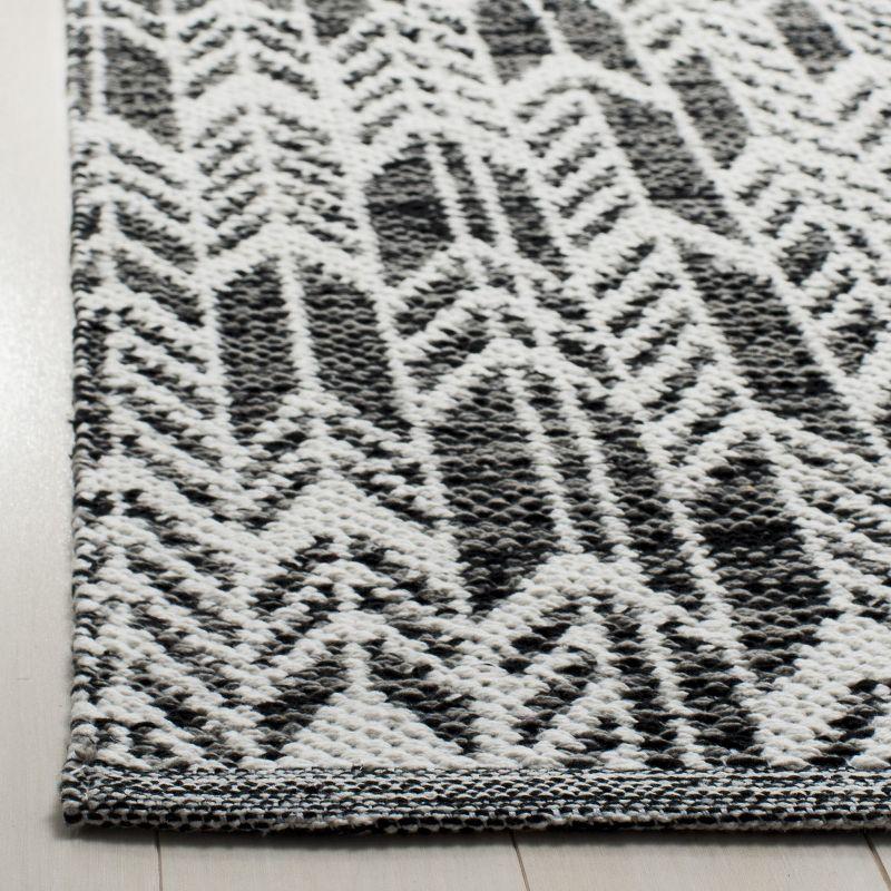 Coastal Charm Black/Ivory Cotton Hand Woven 3'x5' Area Rug