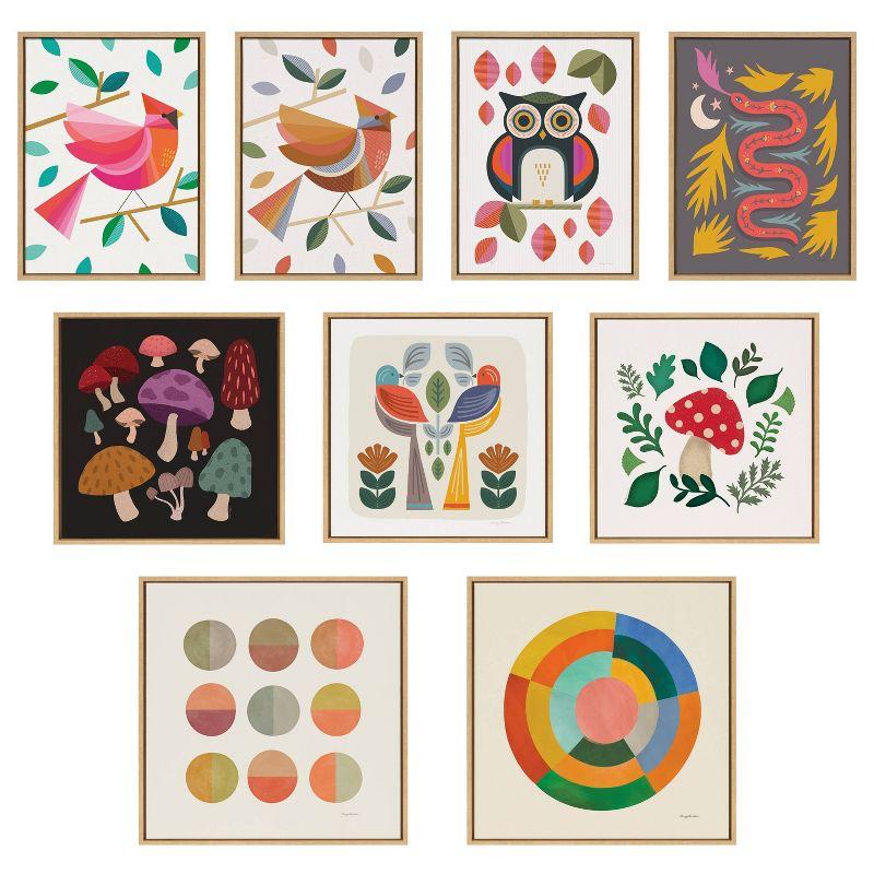 Kate & Laurel All Things Decor 22"x22" Sylvie Folk Birds Harvest Wall Art by Carey Copeland Natural Mid-Century Colorful Bird