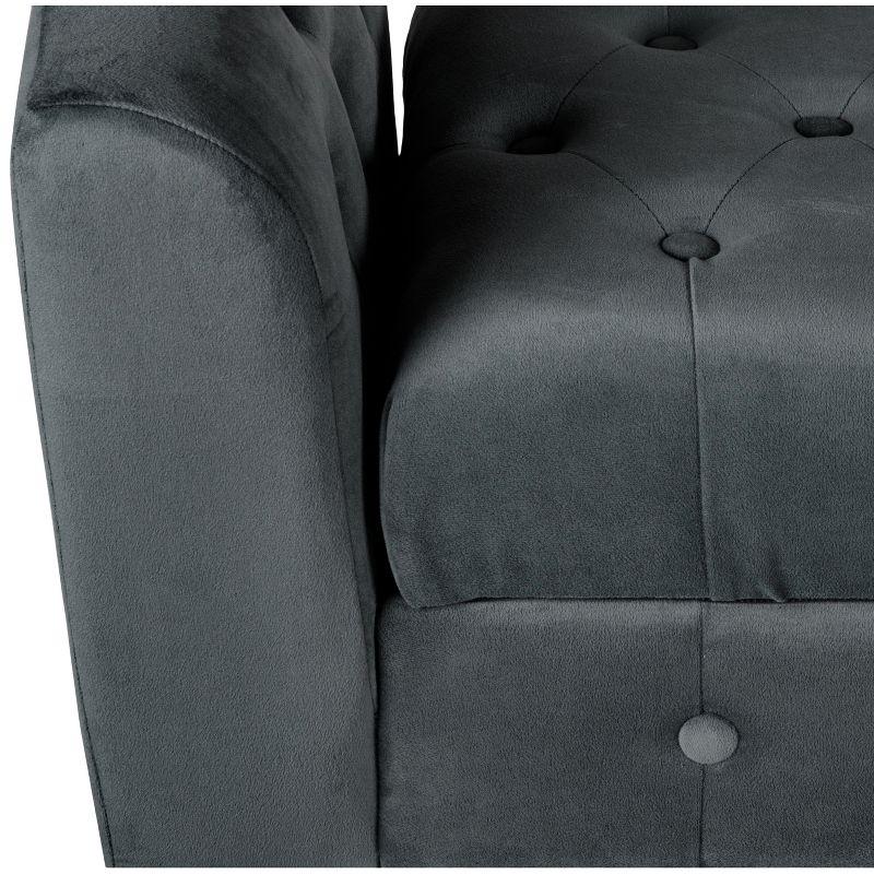 Luxurious Dark Gray Velvet Tufted Storage Settee Bench