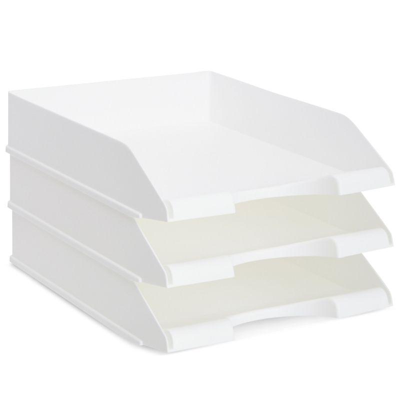 White Stackable Plastic Paper Trays for Letter Documents