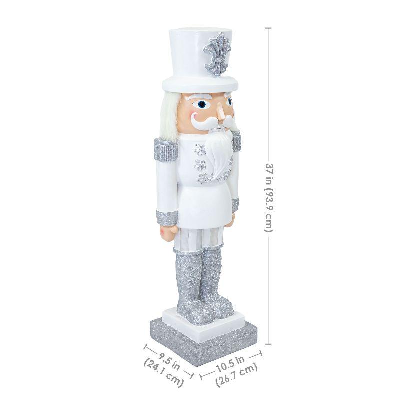 Sunnydaze 37" Sterling the Silver Christmas Nutcracker Statue - 2Pk