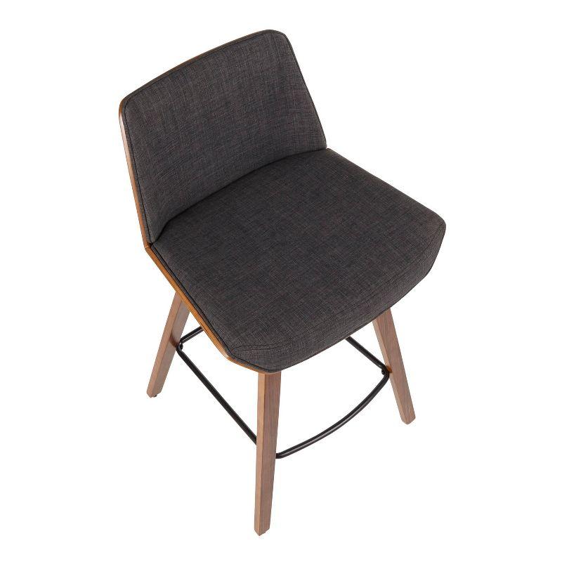 Corazza Mid Century Modern Counter Height Barstool Light Gray - LumiSource: Upholstered Seat, Wood Legs