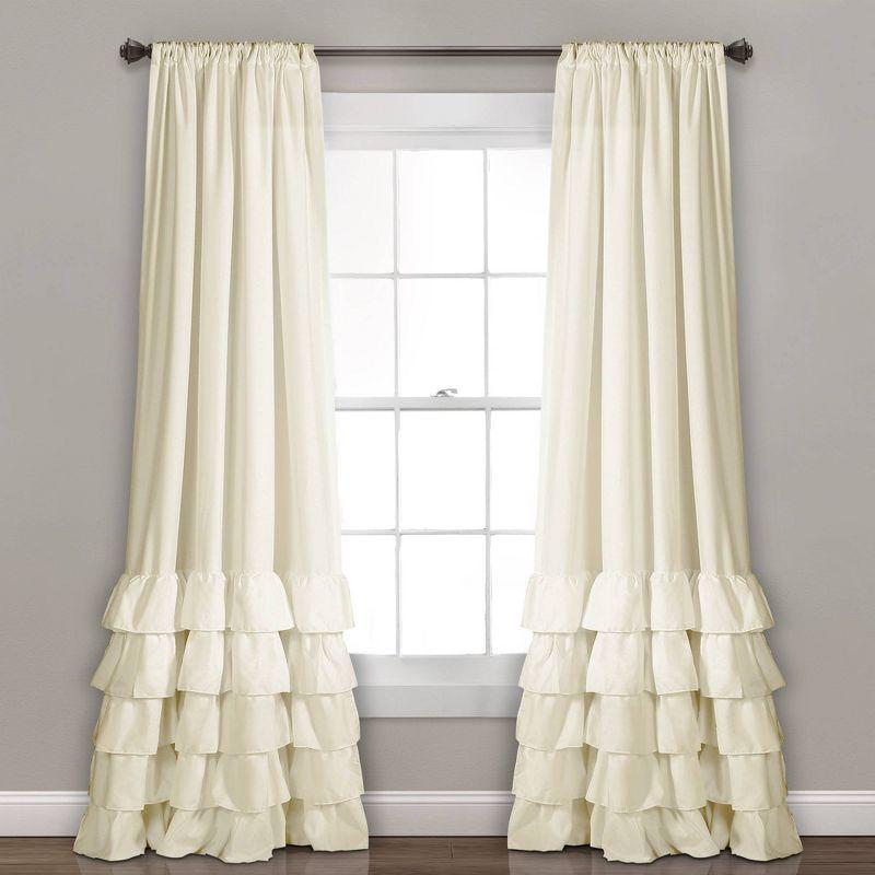 Allison Ruffle Polyester Semi Sheer Curtain Pair