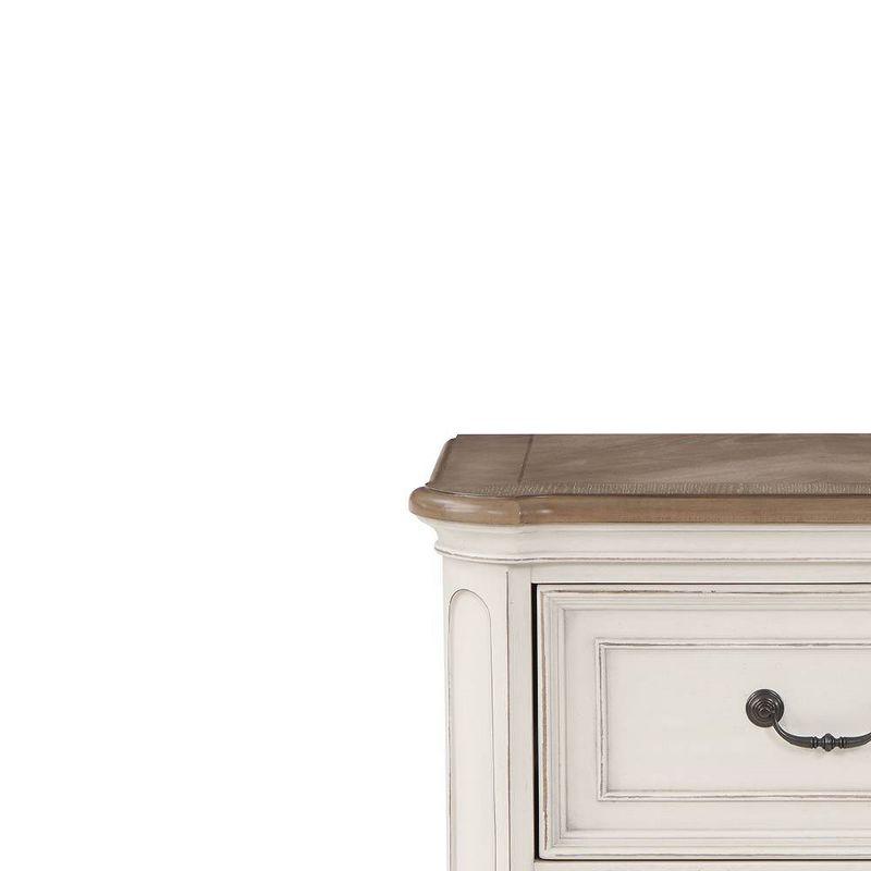 28" Florian Nightstand Antique White Finish - Acme Furniture: Elegant Square Design, No Assembly, Wood Composite Frame