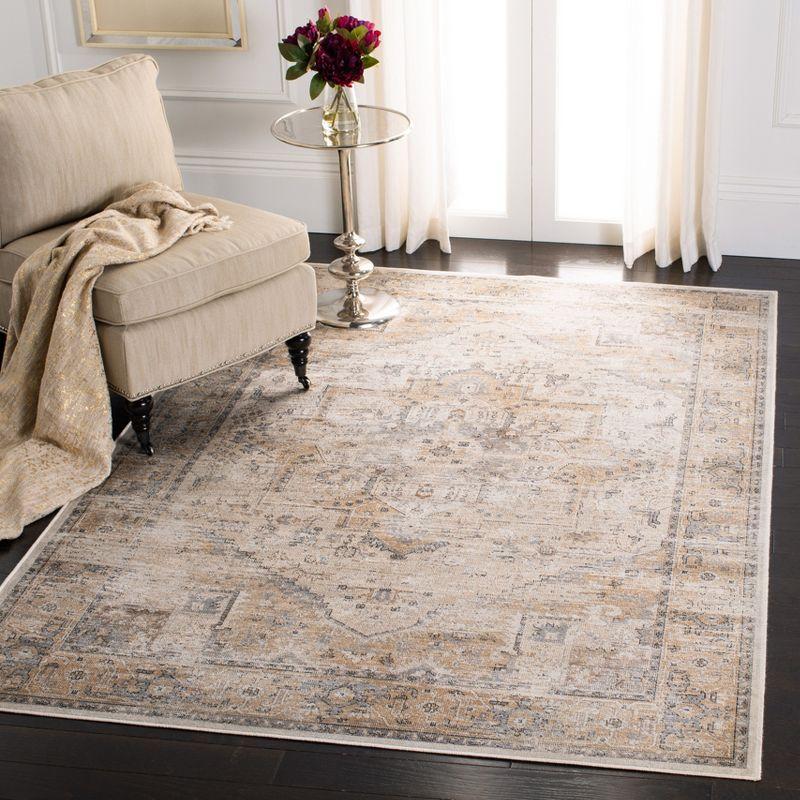 Camel and Stone Hand-Knotted Viscose Oriental Area Rug